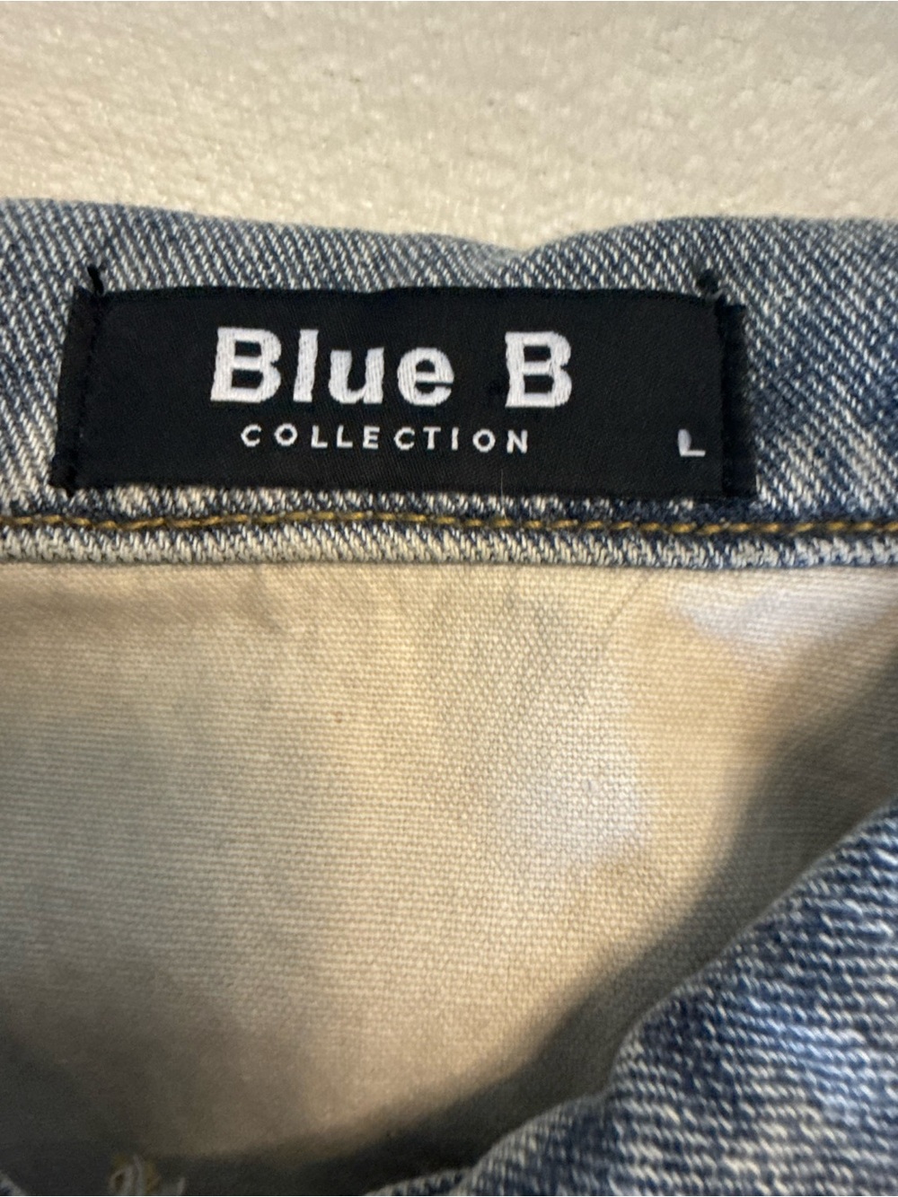Blue B Distressed Oversized Denim Jacket Acid Wash Grunge Y2K Large - Picture 4 of 5